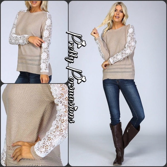 LAST 2‼️Crochet Knit Appliqué Raglan Sweater - Picture 2 of 6